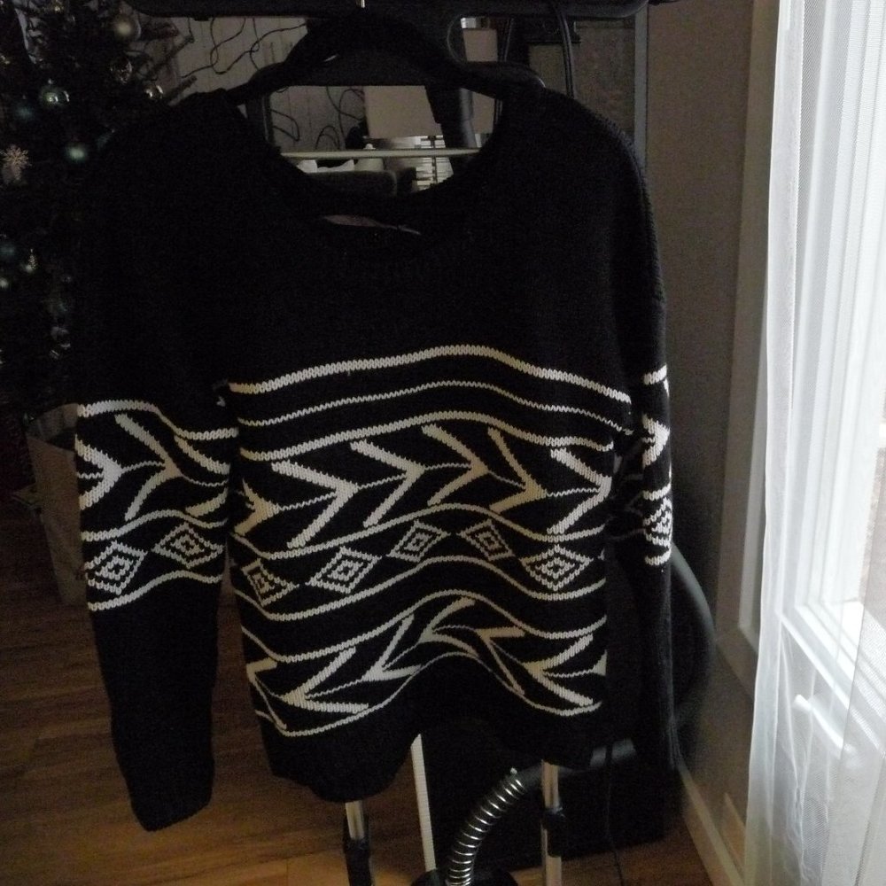 FEEL THE PIECE BY TERRE JACOBS SOUTH/WESTERN SWEATER MERINO WOOL/CASHMERE M/L